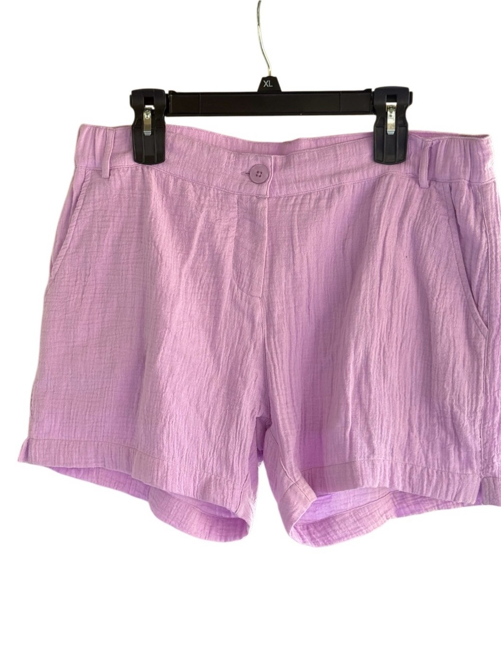 NWT Lulu-B Lilac Cotton Gauze Button Front Shorts Large - Picture 2 of 3